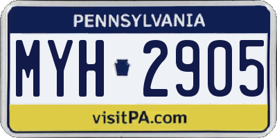 PA license plate MYH2905