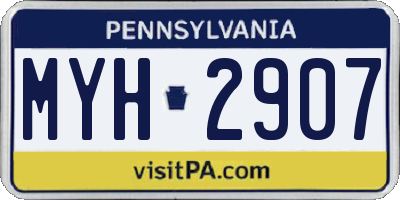PA license plate MYH2907