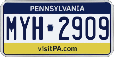 PA license plate MYH2909