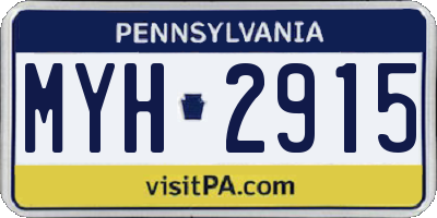 PA license plate MYH2915