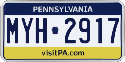 PA license plate MYH2917