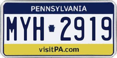 PA license plate MYH2919