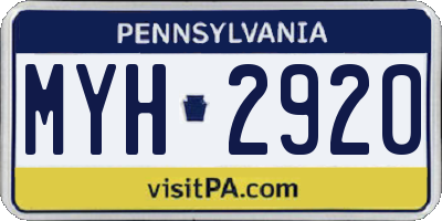 PA license plate MYH2920