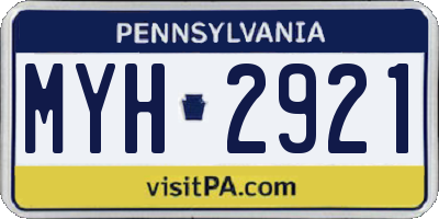 PA license plate MYH2921