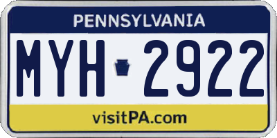 PA license plate MYH2922