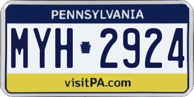 PA license plate MYH2924