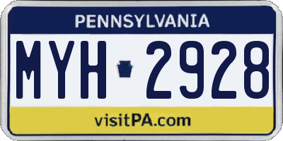 PA license plate MYH2928