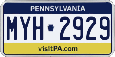 PA license plate MYH2929