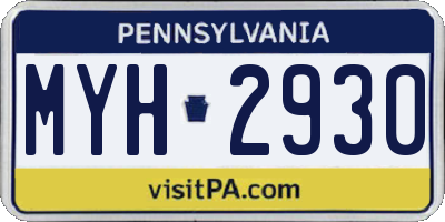 PA license plate MYH2930