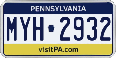 PA license plate MYH2932