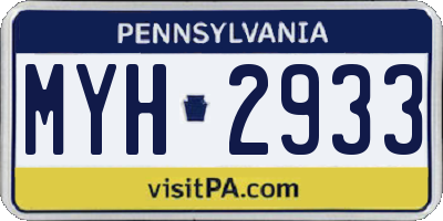 PA license plate MYH2933