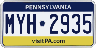 PA license plate MYH2935