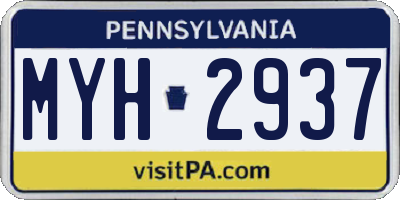 PA license plate MYH2937