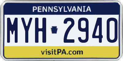PA license plate MYH2940