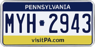 PA license plate MYH2943