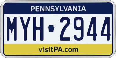PA license plate MYH2944