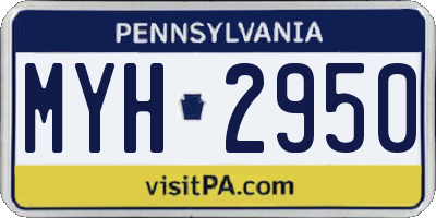 PA license plate MYH2950