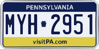 PA license plate MYH2951