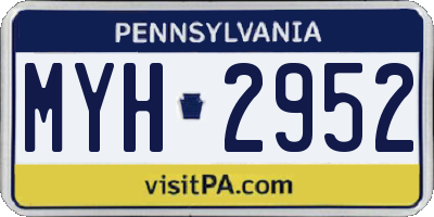 PA license plate MYH2952