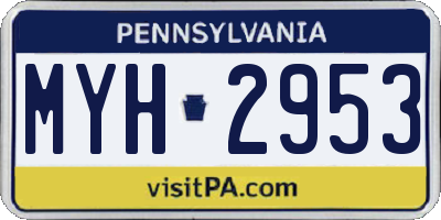 PA license plate MYH2953