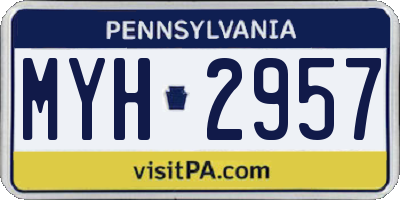 PA license plate MYH2957
