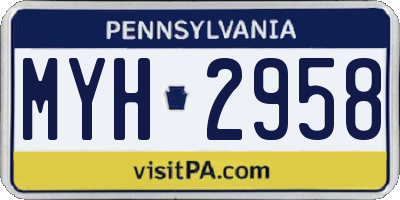 PA license plate MYH2958