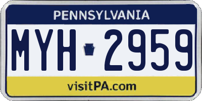 PA license plate MYH2959