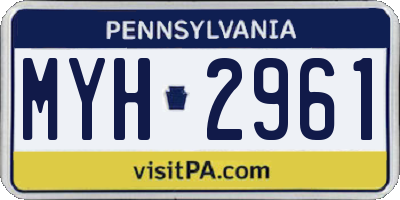 PA license plate MYH2961