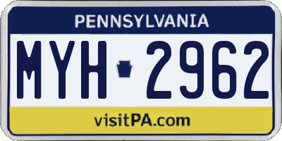 PA license plate MYH2962