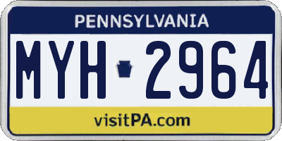 PA license plate MYH2964