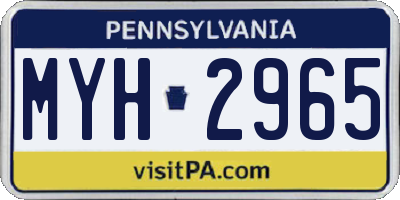 PA license plate MYH2965