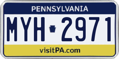 PA license plate MYH2971