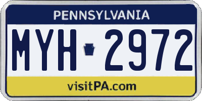 PA license plate MYH2972