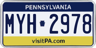 PA license plate MYH2978