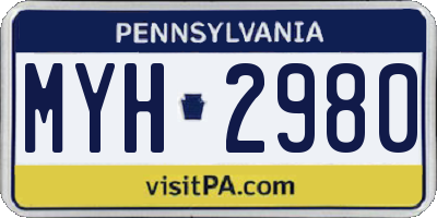 PA license plate MYH2980