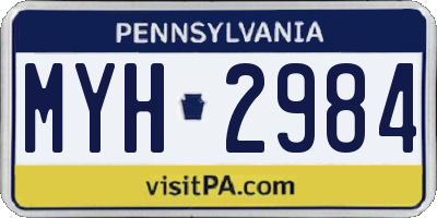 PA license plate MYH2984