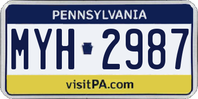 PA license plate MYH2987