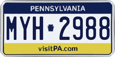 PA license plate MYH2988