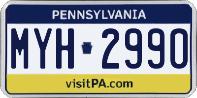 PA license plate MYH2990