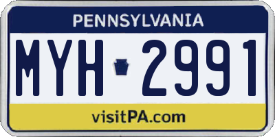 PA license plate MYH2991