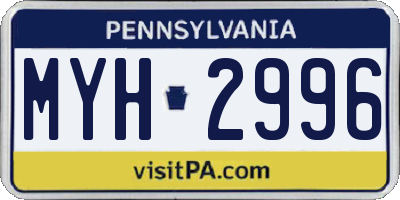 PA license plate MYH2996