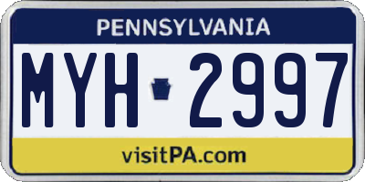 PA license plate MYH2997