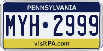 PA license plate MYH2999