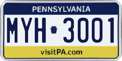 PA license plate MYH3001
