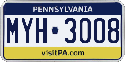 PA license plate MYH3008