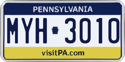 PA license plate MYH3010
