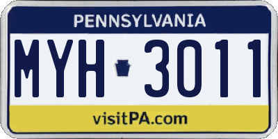 PA license plate MYH3011