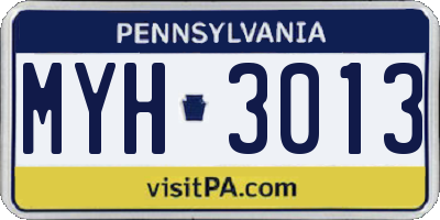 PA license plate MYH3013