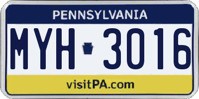 PA license plate MYH3016