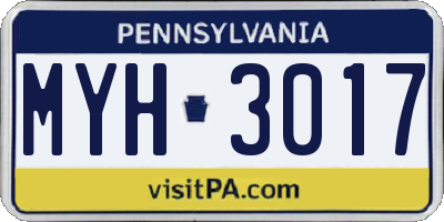 PA license plate MYH3017